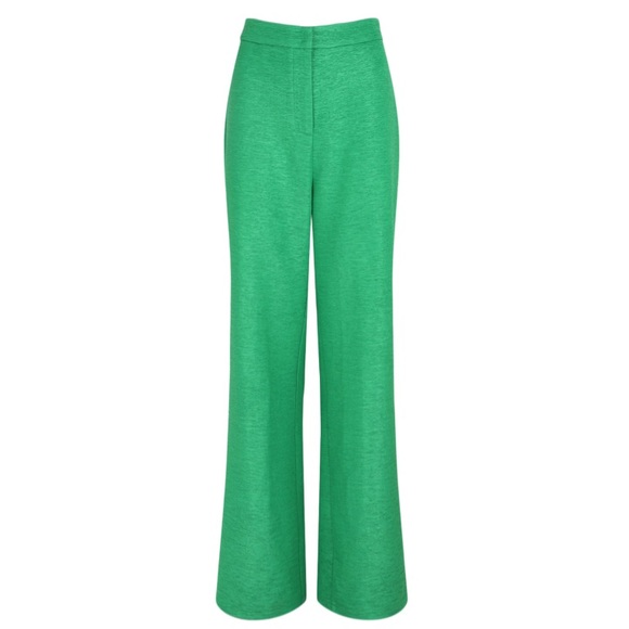 Bright Green Textured Wide Leg Trousers - Picture 2 of 2